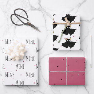 "Mine Mine Mine" Crazy Cute Bat Love  Wrapping Paper Sheet