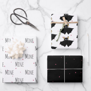 "Mine Mine Mine" Crazy Cute Bat Love Wrapping Paper Sheet
