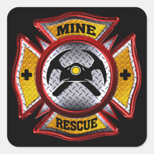MINE RESCUE SQUARE STICKER