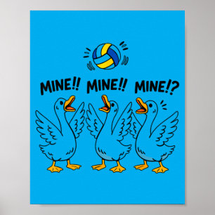 Mine Seagull Funny Beach Bird Playing Volleyball Poster
