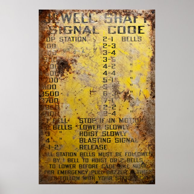 Mine Shaft Hoist Communication Chart (Front)