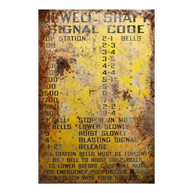 Mine Shaft Hoist Communication Chart Photo Print (Front)
