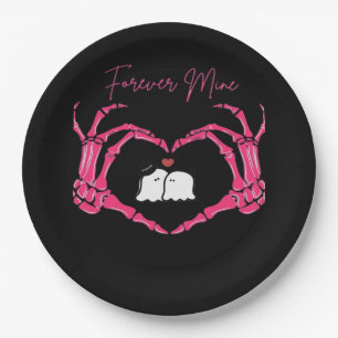 Mine, Valentines Day Classic - Skeleton Hands Hear Paper Plate