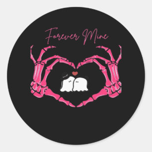 Mine, Valentines Day Classic - Skeleton Hands Hear Round Sticker