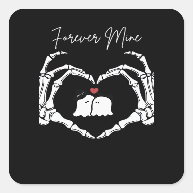 Mine, Valentines Day Classic - Skeleton Hands Hear Square Sticker (Front)