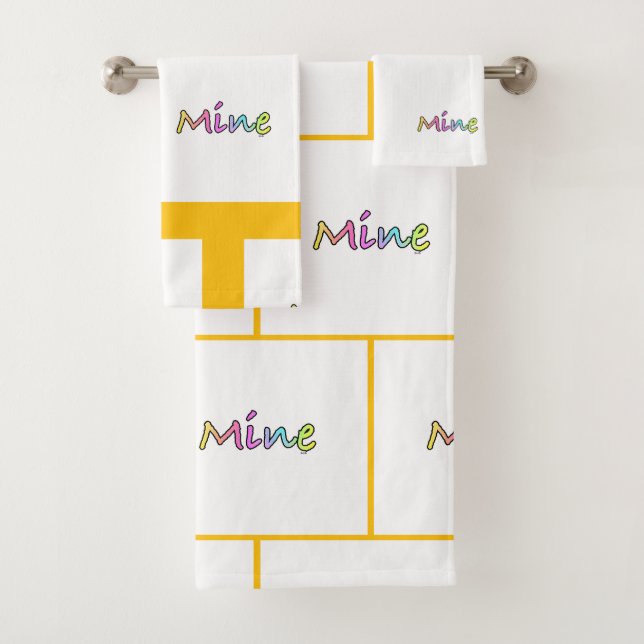 Mine Yellow Grid  Bath Towel Set (Insitu)