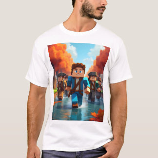 Minecraft adventurers exploring a stream T-Shirt