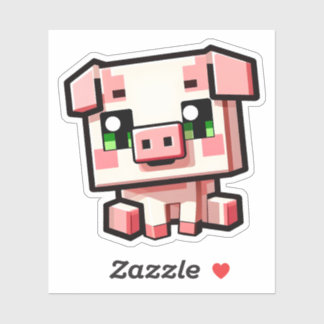 Minecraft, Cute Pig, Minecrafter, Chibi Stickers