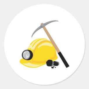 Miner Axe & Hat Classic Round Sticker