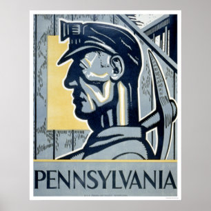 Miner In Pennsylvania 1937 WPA Poster