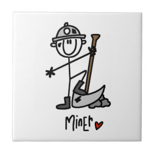 Miner Stick Figure Ceramic Tile