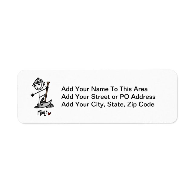 Miner Stick Figure Return Address Label (Front)