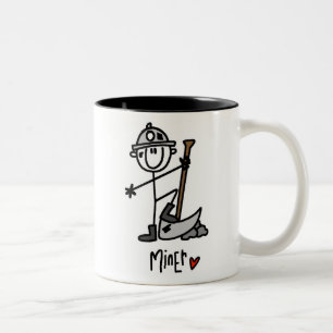 Miner Stick Figure Two-Tone Coffee Mug