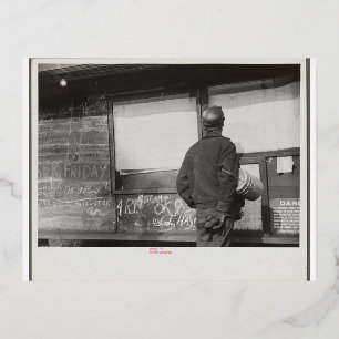 Miner Vintage Photo Foil Holiday Postcard