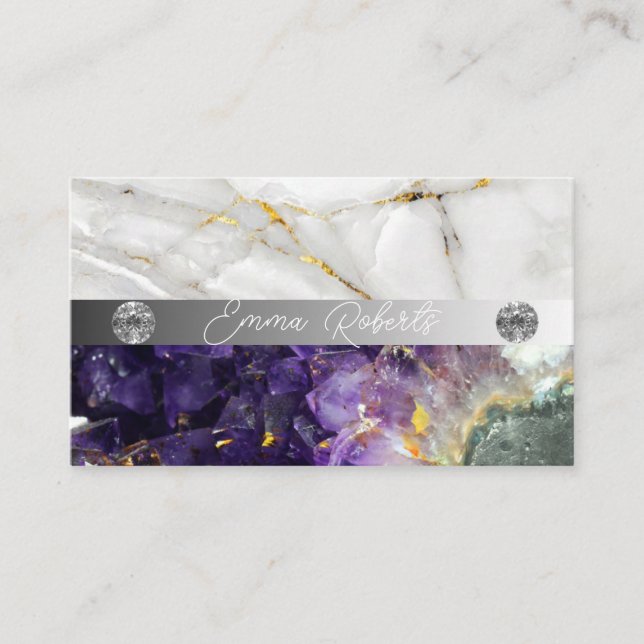 Mineral Amethyst Crystal Quartz Texture Business Card (Front)