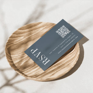 Mineral Blue Wedding QR Code RSVP Enclosure Card