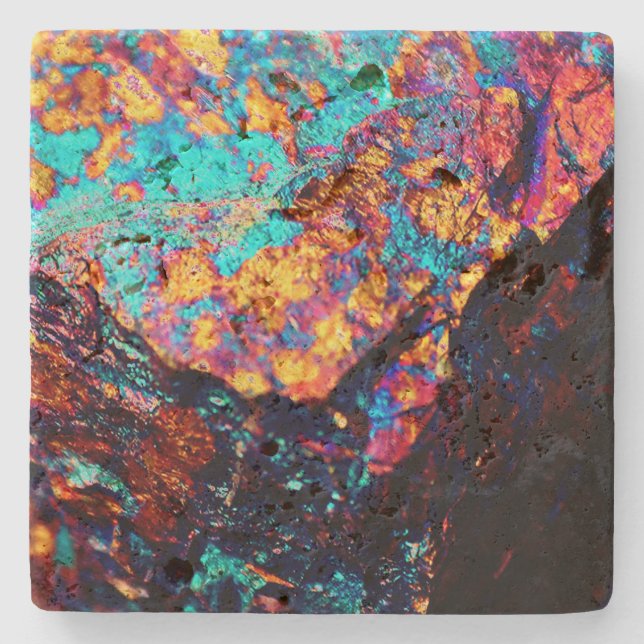 Mineral chalcopyrite gemstone crystal stone coaster (Front)