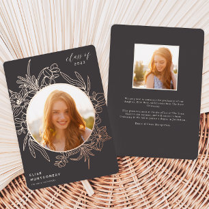 Mineral Floral Foil Photo Graduation Announcement