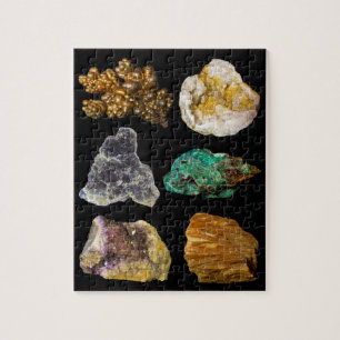 Minerals - Copper Geode Mica Malachite Amethyst Jigsaw Puzzle
