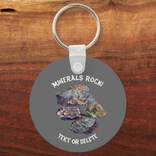 Minerals Rock Collectors Personalized  Key Ring