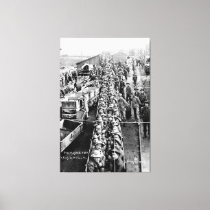 Miners in Train Ready to Descend Underground 1909 Canvas Print