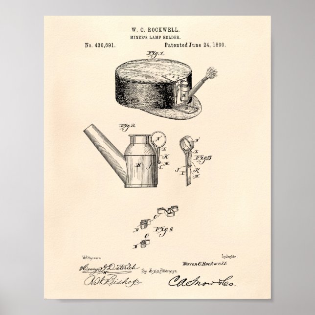 Miners Lamp Holder 1890 Patent Art Old Peper Poster (Front)