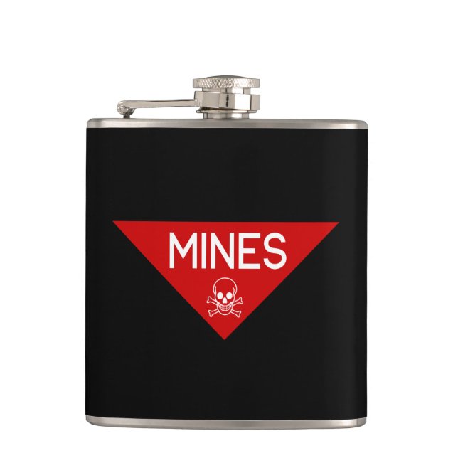 MINES SIGN | SIGNAGE | SYMBOL HIP FLASK (Front)
