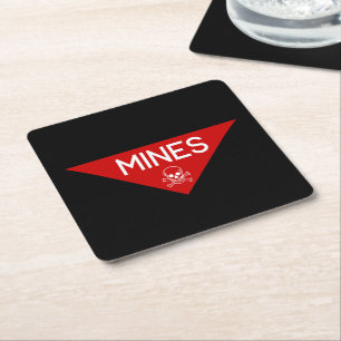 MINES SIGN   SIGNAGE   SYMBOL SQUARE PAPER COASTER