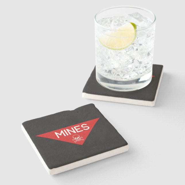 MINES SIGN | SIGNAGE | SYMBOL STONE COASTER (Side)