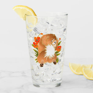 MINGSIE red chow  16 oz glass-design front & back Glass