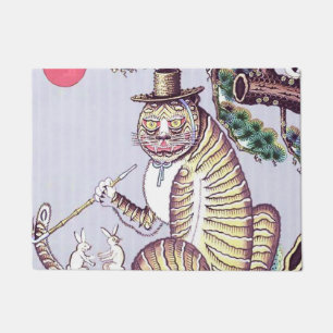 Minhwa Tiger with Rabbits and Pipe Doormat
