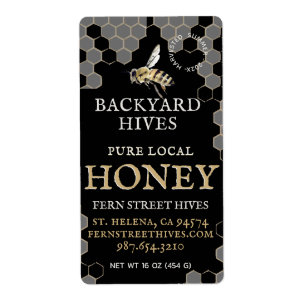 Mini 2"x 3.75" Backyard Honey Label with Bee