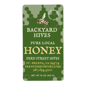 Mini 2"x 3.75" Backyard Honey Label with Bee