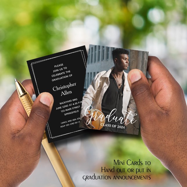 MINI 3.5" X 2.5" Photo 2025 Graduation Invitations (SMALL business card size to hand out or put in your graduation announcements (no envelopes))