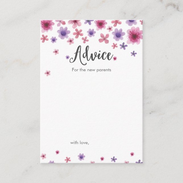 Mini Advice for new parents Baby Shower cards (Front)