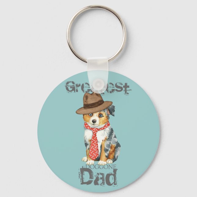 Mini American Shepherd Dad Key Ring (Front)