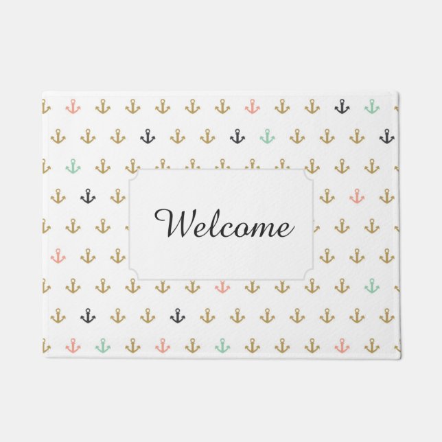 Mini Anchor Pattern | Add Your Text Doormat (Front)