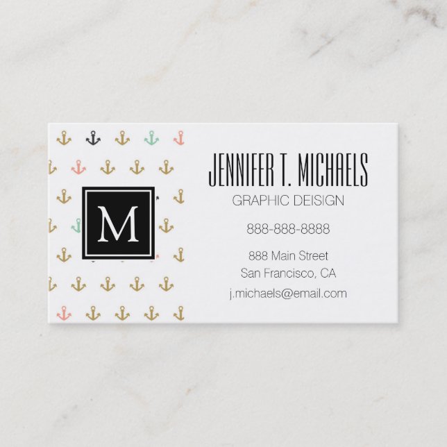 Mini Anchor Pattern Business Card (Front)