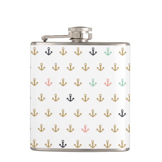Mini Anchor Pattern Hip Flask (Front)