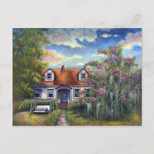 Mini Art Cat Tree Moss Swing Southern Home Love Postcard (Front)