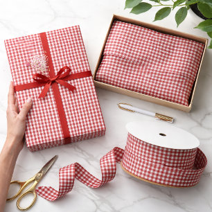 Mini Aurora Red Gingham Check Pattern Wrapping Paper