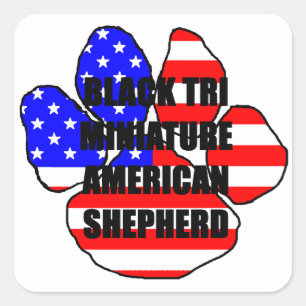 mini aussie fag paw black tri square sticker