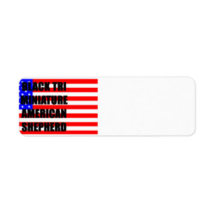 mini aussie name flag black tri return address label