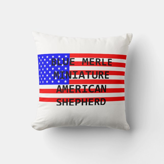 mini aussie name on flag blue merle cushion (Front)