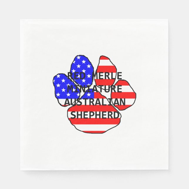 mini aussie name paw flag red merle napkin (Front)