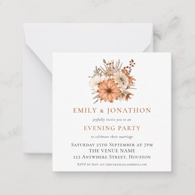 MINI | Autumn Florals Wedding Evening Party Invite (Front)