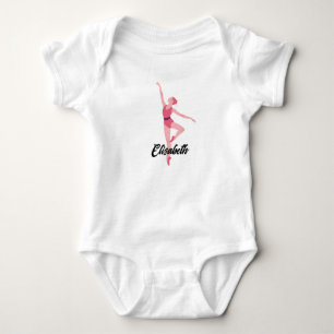 Mini Ballerina Dance Pose on Pastel Baby Bodysuit