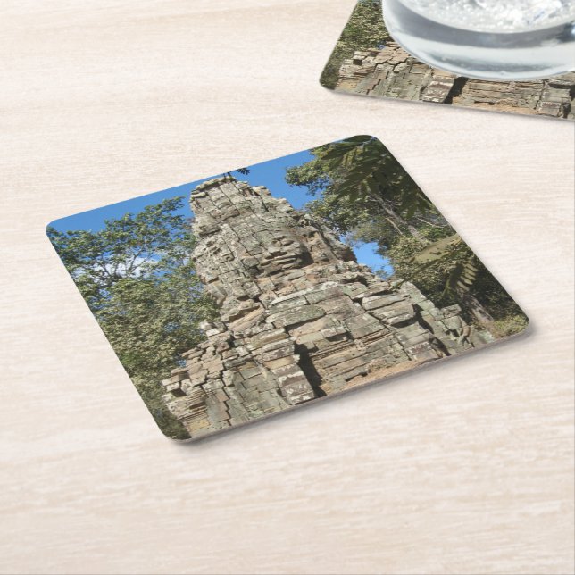 Mini Bayon ... Ta Prohm, Siem Reap, Cambodia Square Paper Coaster (Angled)