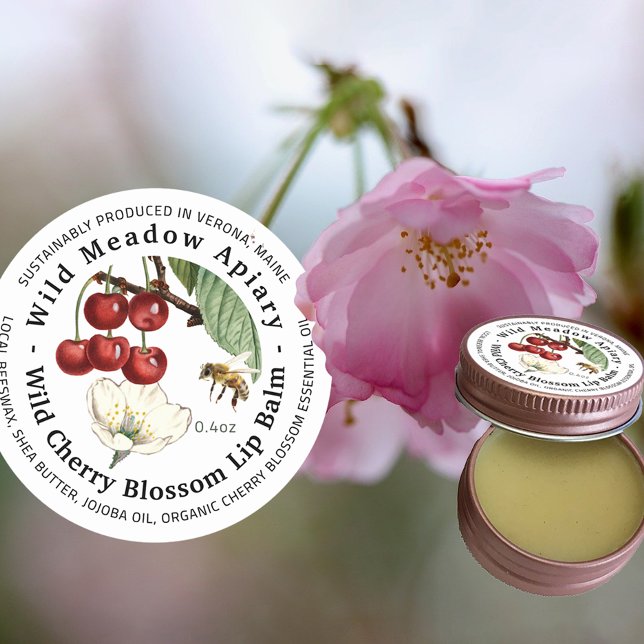 Mini Beeswax Lip Balm Container Lid Label Cherry (Creator Uploaded)