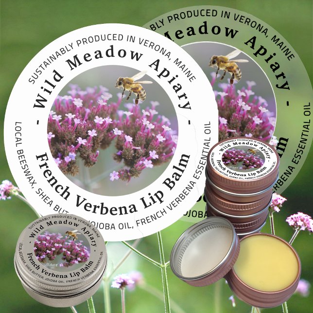 Mini Beeswax Lip Balm Lid Label French Verbena (Creator Uploaded)